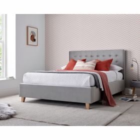 Kingham Grey Velvet Ottoman Bed - Multiple Sizes