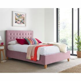 Kingham Pink Velvet Ottoman Bed - Multiple Sizes