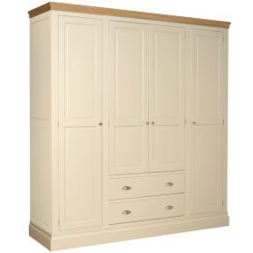 Lundy Painted 4 Door Wardrobe With 2 Drawers