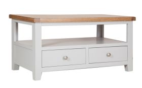 Boston French Grey Living 2 Drawer Contemporary Grey Coffee Table