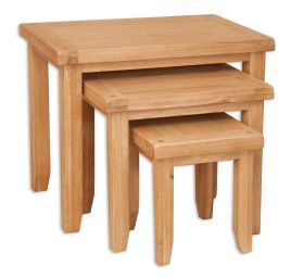 Boston Natural Oak Living Set of 3 Oak Nest of Tables