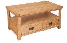 Boston Natural Oak Living 2 Drawer Oak Coffee Table