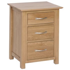 New Oak Tall 3 Drawer Bedside Table