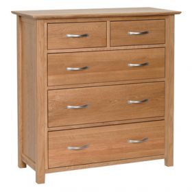 New Oak 2 Over 3 Drawer Chest Of Drawers