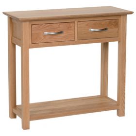New Oak Console Table With 2 Drawers