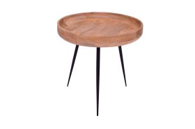 Mumbai Round Mango Wood Lamp Table Black Legs