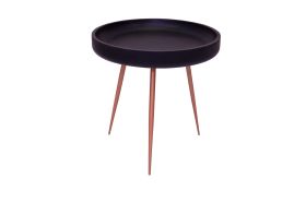 Mumbai Round Dark Grey Lamp Table Copper Legs