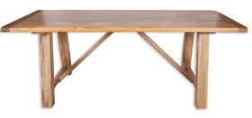 Patiala 200cm Trestle Table in Natural Wood 
