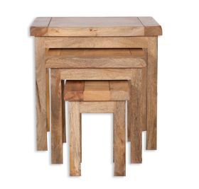 Patiala Nest of Tables in Natural Wood 