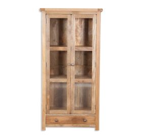 Patiala Glazed Display Cabinet in Natural Wood 