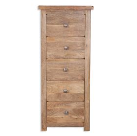 Rajasthan 5 Drawer Chest in Natural Wood 
