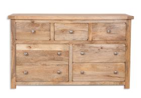 Rajasthan 7 Drawer Wide Chest in Natural Wood 