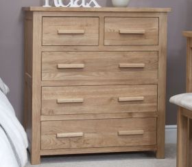 Opus 3+2 Chest of Drawers in Solid Oak