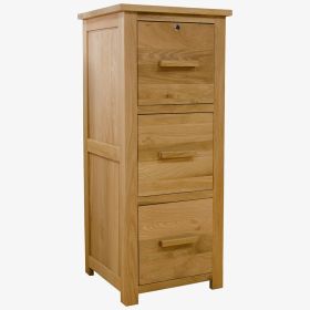 Opus 3 Drawer File Cabinet in Solid Oak