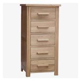 Opus Solid Oak 5 Drawer Narrow Chest