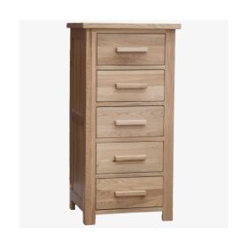Opus 5 Drawer Narrow Chest in Solid Oak