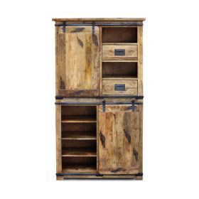 Jaipur Double Display Unit in Distressed Natural Wood 