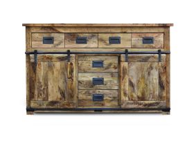 Jaipur Large Sideboard in Distressed Natural Wood 