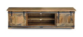 Jaipur Large TV Unit in Distressed Natural Wood 