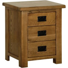 Rustic Oak 3 Drawer Bedside Table