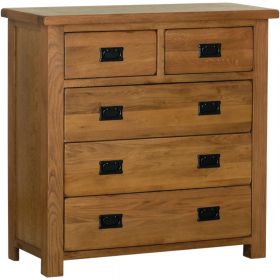 Rustic Oak 2 Over 3 Drawer Chest Of Drawers