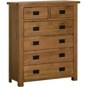 Rustic Oak 2 Over 4 Drawer Chest Of Drawers