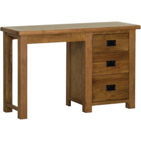 Rustic Oak Dressing Table With Stool And Mirror