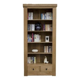 Bordeaux Solid Oak Large Bookcase with Drawers