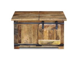 Jaipur Coffee Table with storage in Distressed Natural Wood 