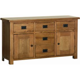 Rustic Oak Large 2 Door 5 Drawer Sideboard