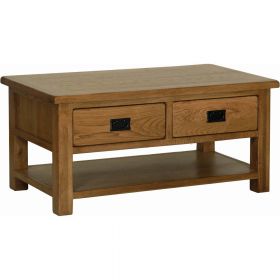 Rustic Oak Coffee Table With Drawer