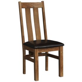 Rustic Oak Twin Slat Dining Chair