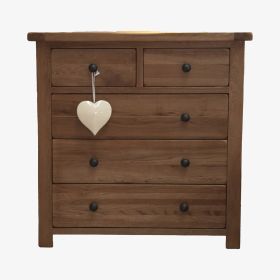 Rustic 3+2 Chest of Drawers in Solid Oak