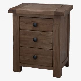 Rustic Solid Oak 3 Drawer Bedside Cabinet