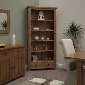 Rustic Solid Oak Large Bookcase