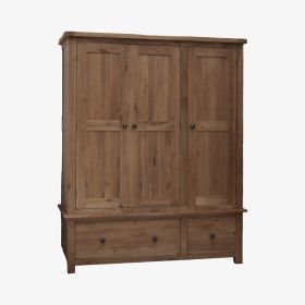 Rustic Triple Wardrobe in Solid Oak