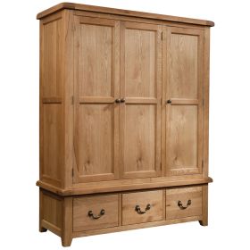 Somerset Oak Triple Wardrobe With Drawers