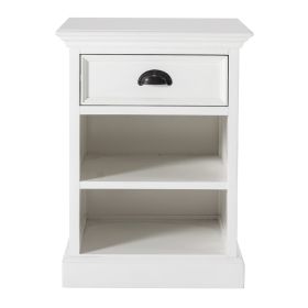 Halifax Coastal Bedside Table with Shelves in Brilliant White