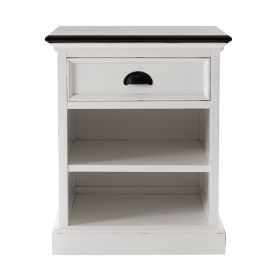 Halifax Accent Coastal Bedside with Shelves in White & Brown