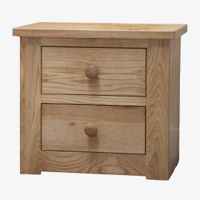 Torino Solid Oak 2 Drawer Narrow Bedside Cabinet