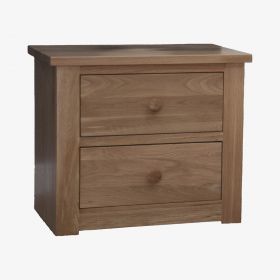 Torino Solid Oak 2 Drawer Wide Bedside Cabinet