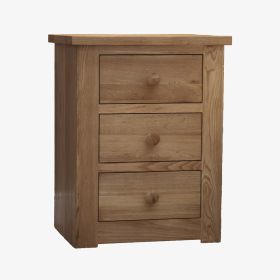 Torino 3 Drawer Narrow Bedside Cabinet in Solid Oak