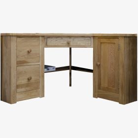 Torino Corner Computer Desk in Solid Oak