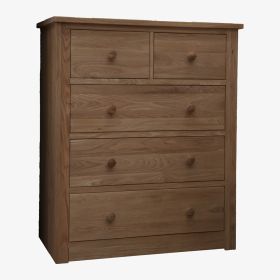 Torino Wide 3+2 Chest of Drawers in Solid Oak