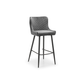 LUXE VELVET BAR STOOL - GREY