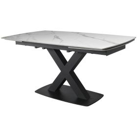 Corby Large Extending Dining Table In White Stone