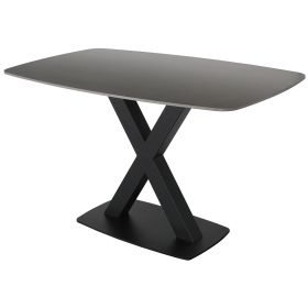 Corby Small Fixed Dining Table In Grey Stone