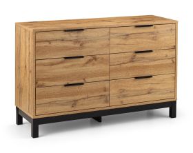 Julian Bowen Bali 6 Drawer Wide Chest in Oak