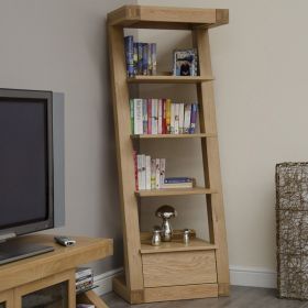 Z 1 Drawer Narrow Bookcase in Solid Oak