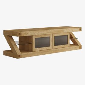 Z Glazed TV Unit in Solid Oak